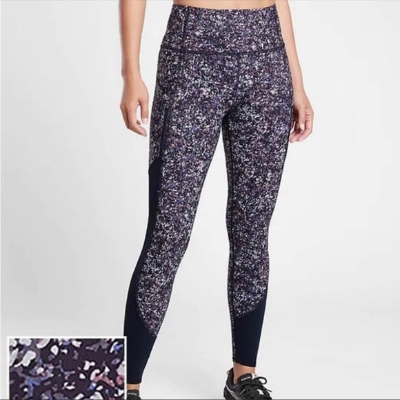 Athleta Rainier Printed Mesh Tight
Leggings Small Sandstone Navy Blue Purple S - Picture 4 of 15